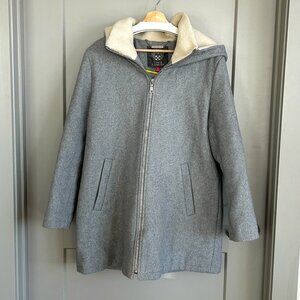 ✨ Vince Camuto Hooded Wool Coat Light Grey XL – Chic & Cozy! ❄️🔥